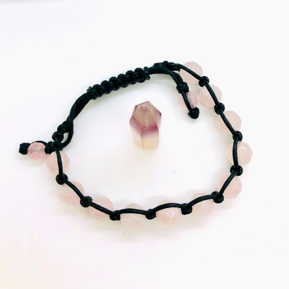 Vintage Rose Quartz Bracelet & Quartz Prism Stone - Picture 7 of 11